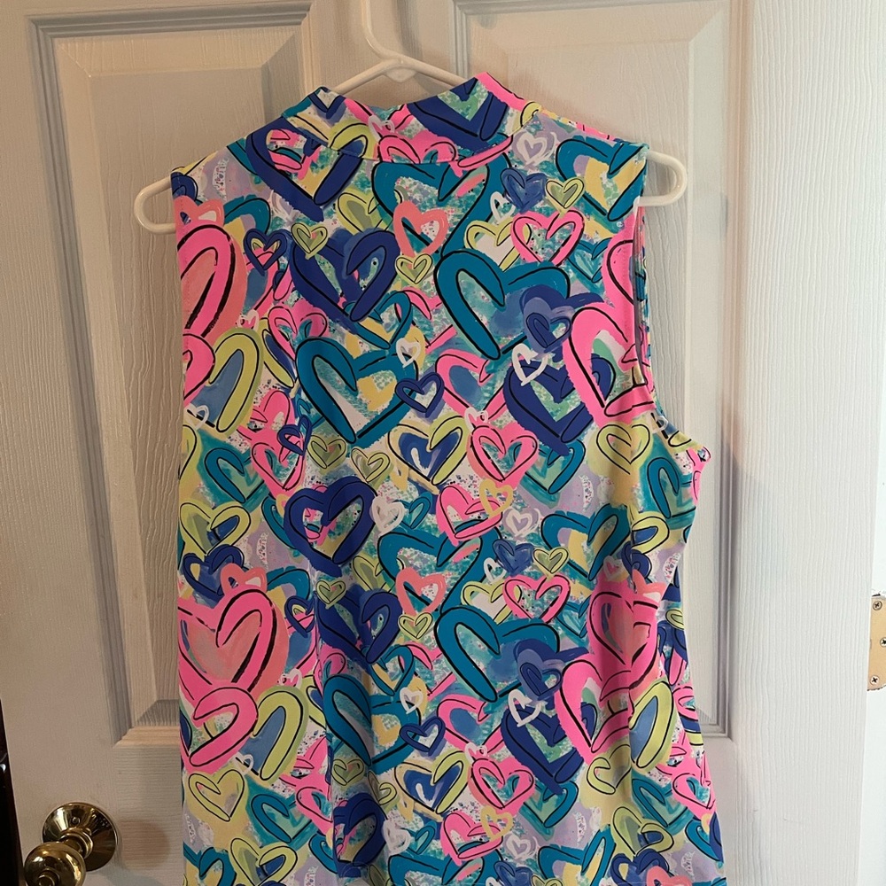 Lulu-B Colorful Heart Print Sleeveless Top